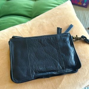 Black soft leather wristlet. Day & Mood brand